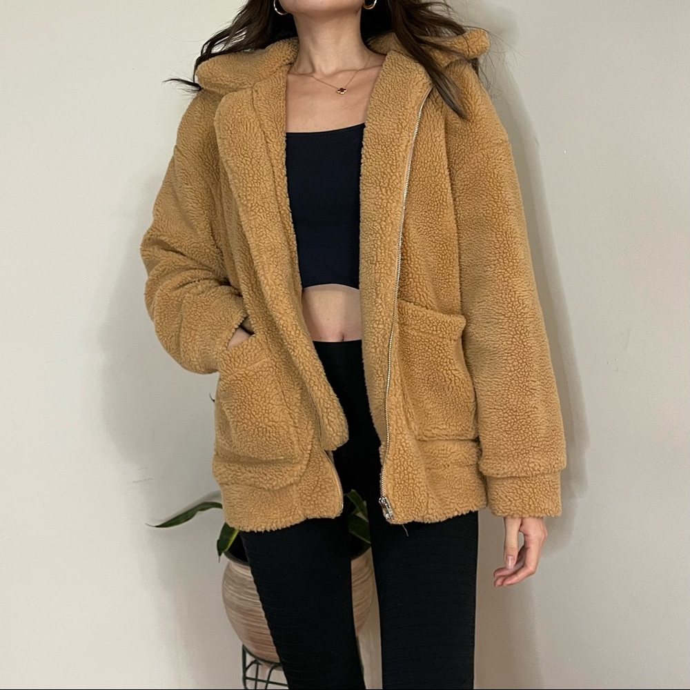 SHEIN Brown Teddy Jacket, size Small